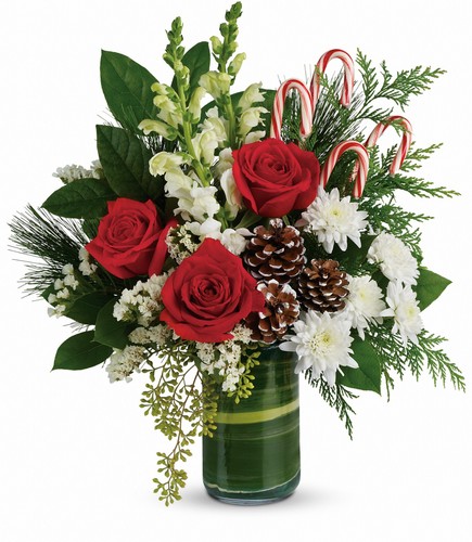 Teleflora's Festive Pines Bouquet from Forever Flowers, flower delivery in St. Thomas, VI